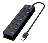 FIXOSHEE Port USB Hub with Independent Power Switch High-speed Data Transfer USB Splitter Adapter for Laptop Keyboard Mouse Flash Drive Multi-port Extension LED Indicator Plug and Play