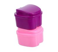 FIXOSHEE Portable Dental Retainer Box and Denture Storage Case Filter Layer, 2pcs Set Purple and Pink, Breathable Retainer Container for Cleaning and Safe Storage of False Teeth and Mouth Guards