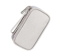 FIXOSHEE Portable Earphone Bag with Zipper Elastic Cord Organizer for Travel Electronics Storage Grey Compact Case with Mesh Pocket for USB Drives Chargers Headphones