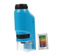 FIXOSHEE Portable Microscope Handheld Monocular Biological Magnifier with Blue Color and Colorful Specimens for Outdoor Science Experiments and Student School Supplies