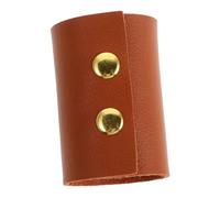 FIXOSHEE Pu Leather Hair Band with Metal Snap Button Light Brown Ponytail Holder Hair Tie for Women Girls