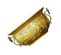 FIXOSHEE Pure Copper Cornucopia Desktop Ornament Small with Intricate Patterns Creative Office Treasure Bowl for Ancestral Temple Worship and Home Decorative Rituals Meaningful Gift for