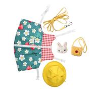 FIXOSHEE Rabbit Harness Vest with Extra Long Pulling Strap for Pets Comfortable Snug Fit Bunny Leash for Outdoor Walks Convenient Hook for Easy Leash Attachment Green Floral Random Color