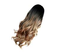 FIXOSHEE Realistic Gradient Brown Long Curly Wig for Women Heat Resistant with Natural Hairline Wavy Party Hairpiece for Women