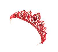 FIXOSHEE Red Crystal Bridal Crown Tiara for Women and, Delicate Wedding Headwear Ornament, Red Wedding Bride Hair Accessory for Ceremony and Reception