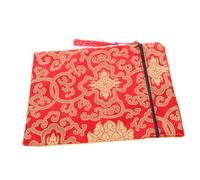FIXOSHEE Red Silk Buddhist Zen Book Wrap Cloth Pouch Durable Embroidered Scripture Storage Organizer for Books Documents Bible Cover Case Versatile Purse for Religious Texts