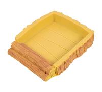 FIXOSHEE Reptile Water Bowl Durable Terrarium Landscape Ornament for Turtles Lizards Smooth Edges for Safe Drinking Easy Care Feeding Dish for Crawling Pets Yellow Wood Grain Design