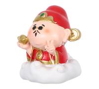 FIXOSHEE Resin Cai Shen Statue of Wealth Figurine Handcarved Feng Shui Ornament for Home Office Decor Lucky Prosperity Charm Sculpture