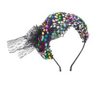 FIXOSHEE Retro Colorful Sequin Fish Scale Fascinator Headband for Women Elegant Tea Party Headdress Elastic Fits Vintage Style for Costume Dance Halloween Pageant Accessories