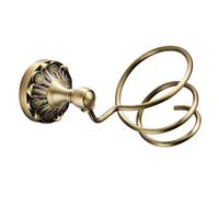 FIXOSHEE Retro Copper Hair Dryer Holder Wall Mount Bathroom Hair Tool Organizer round Base Antique Brass Finish for Home and Salon Use