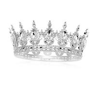 FIXOSHEE Rhinestone Crown Alloy Baroque Decorative Shining Headdress for Women Silver White Elegant Hair Accessory Suitable for Weddings and Parties