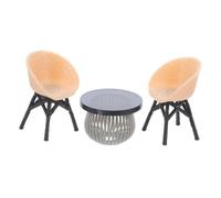 FIXOSHEE Scale Miniature Side Table and Two Chairs for Dollhouse Patio Fairy Garden Ornaments DIY Craft Home Decoration