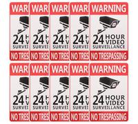 FIXOSHEE Security Camera Warning Stickers 10pcs Outdoor No Trespassing Signs 5.8x3.9 Inch Self-adhesive Waterproof Decals for Business Home Window Door Private Property