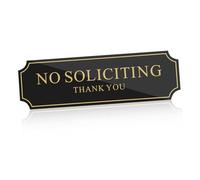 FIXOSHEE Self Adhesive No Soliciting Sign for Front Door and Window Acrylic No Solicitors Warning with High Adhesion Weather Resistant Notice for House and Office Easy Peel Stick