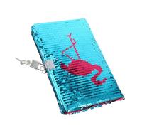 FIXOSHEE Sequin Notebook with Lock Reversible Flamingo Design Smooth Writing Business Journal for Students Office and Travel Secure Plain Diary for Daily Notes and Plans