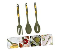 FIXOSHEE Silicone Cooking Spoon Set Kitchen Utensils with Slotted Spoon Pasta Fork Heat Resistant Non-Slip Design for Home Restaurant Camping Use