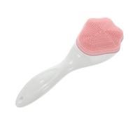 FIXOSHEE Silicone Face Brush with Long Handle for Gentle Deep Cleansing Food Grade Soft Silicone Facial Scrubber and Nose Massager Manual Exfoliating Tool for Healthy Elastic Skin Pink