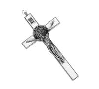 FIXOSHEE Silver Jesus Crucifix Wall Decor Vintage Metal Spiritual Ornament for Home Office Church Elegant Classic Design with Easy Installation and Color Retention