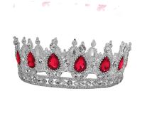 FIXOSHEE Silver Red Wedding Dress Bridal Crowns with Baroque Diamond Tiaras for Women’S Special Occasion Headwear