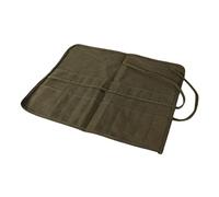 FIXOSHEE Slots Canvas Paint Brush Holder for Artists Breathable Natural Fabric Storage for Watercolor Oil Paint Brushes Pens Pencils in Dark Green