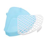 FIXOSHEE Small Triangular Pet Litter Tray for Rabbits Guinea Pigs Chinchillas Hamsters Space-saving Plastic Potty for Small Animals Compact Corner Toilet with Stylish Blue Design