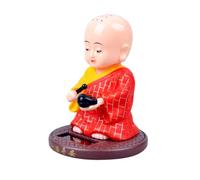 FIXOSHEE Solar Powered Little Monk Statue Car Dashboard Decoration Unique Buddha Ornament for Home Office Living Display