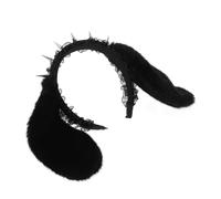 FIXOSHEE Spiked Punk Lace Bunny Ear Headband for Women Handmade Studded Rabbit Ears Hairband for Halloween Cosplay Masquerade Easter Party Gothic Lolita Dark Style Headdress