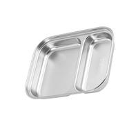FIXOSHEE Stainless Steel Divided Plate Medium Two Food Compartment Tray for Household Tableware Multi Functional Student Lunch Plate with Moisture Retention and Stackable Design