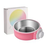 FIXOSHEE Stainless Steel Dog Bowl with Hanging Cage Attachment Rust-resistant Small Pet Food and Water Bowl Easy to Clean and Fix Pink for Small Dogs and Animal Cages
