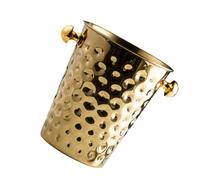 FIXOSHEE Stainless Steel Ice Bucket with Handle Hammered Design Wine Beer Cooler for Home Bar Party Hotel Use Golden Finish