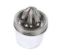 FIXOSHEE Stainless Steel Manual Citrus Juicer for Oranges Lemons Grapefruits Portable Handheld Fruit Squeezer with Removable Cap and Bottle Compact Design for Fresh Juice Extraction at Home