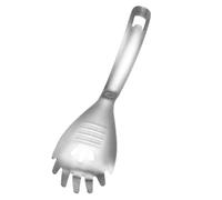 FIXOSHEE Stainless Steel Multi-Purpose Kitchen Spoon for Spaghetti Noodles Eggs Dumplings Comfortable Handle Safe Rounded Edges Non-Stick Pot Friendly Cooking Utensil