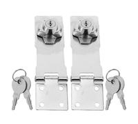 FIXOSHEE Stainless Steel Right Angle Cabinet Door Locks with Key, 2pcs Flat Surface Latch for Drawer, Wardrobe, Small Door and Wooden Box Security Lock Set, Bright Finish