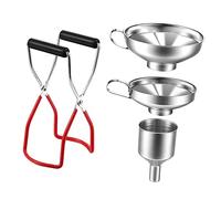 FIXOSHEE Stainless Steel Wide Mouth Canning Funnel with Lifter Practical Kitchen Funnels for Jam Oil and Wine Filling Non Slip Design for Home Canning