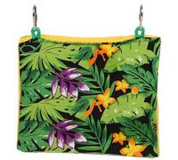 FIXOSHEE Summer Parrot Hanging Hammock Bed with Tropical Rainforest Print Green Bird Nest for Small Pets Comfortable Parrot Sleeping Resting Spot for Canary Lark Yellowbird and More