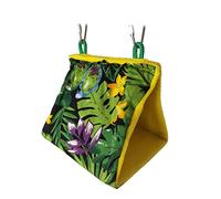 FIXOSHEE Summer Sunshade Parrot Hanging Hammock Bed with Tropical Rainforest Print Comfortable Parrot Nest for Small Birds Like Canary and Lark Secure Sleeping Spot for Cage and Outdoor Use