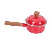 FIXOSHEE Thickened Enamel Milk Pot with Lid Non Stick Kitchen Stockpot for Boiling Soup Heating Milk Food Korean Style Cookware with Extended Handle Red