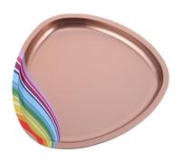 FIXOSHEE Triangle Stainless Steel Nail Art Tray Multi-purpose Organizer for Nail Tools and Jewelry Space-saving Triangular Metal Storage Dish for Salon and Home Use Stylish Gold Finish