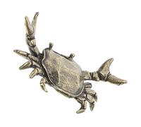 FIXOSHEE Vintage Brass Crab Pen Holder Dual-function Desk Organizer Cute Chinese Feng Shui Crab Figurine Decorative Ornament for Office and Home