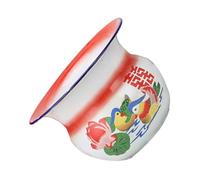 FIXOSHEE Vintage Enamel Chamber Pot with Persimmon Shape Non Slip Home Spittoon for Elderly Adults Practical Portable Urine Pot for Household Use