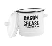 FIXOSHEE Vintage Enamel Cooking Pot with Lid Multifunctional Bacon Grease Container and Soup Pot Ergonomic Two Handles for Sauces and Seasonings