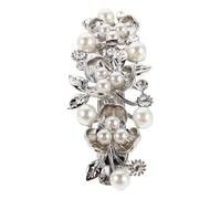 FIXOSHEE Vintage Pearl Floral Hairpin Barrette for Women Alloy Rhinestone Flower Clip Large Anti-slip Bridal Hair Accessory for Weddings and Everyday Styling