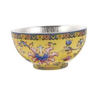 FIXOSHEE Vintage Porcelain Kung Fu Tea Cup with Enamel Color and Silver Inlay Smooth Ceramic Teacup for Home and Office High Temperature Fired Elegant Leisure Drinkware for Tea and Spirits