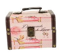 FIXOSHEE Vintage Retro Jewelry Case with Handle Wooden Trinket Box Organizer for Womens Rings Earrings Necklaces Storage Decorative Treasure Chest for Desktop Display