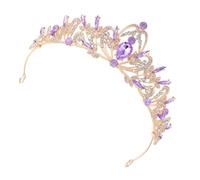 FIXOSHEE Vintage Style Elegant Rhinestone Crown Headband for Women and Chic Bridal Hair Accessory for Weddings Parties Birthdays and Special Occasions Gold Purple Palace Inspired Hair Decor