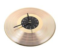 FIXOSHEE Vintage Style Vinyl Record Wall Clock Gold Decorative Hanging Clock for Living Room Bedroom Music Room Decor without Battery