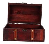 FIXOSHEE Vintage Wooden Jewelry Box Small Retro Treasure Chest with Lock Decorative Storage Organizer for Earrings Necklaces Bracelets and Gifts Home Use