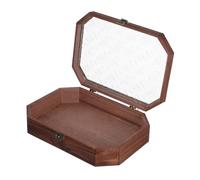 FIXOSHEE Vintage Wooden Jewelry Box with Glass Top Begonia Carved Display Case Multifunctional Cosmetic Tea Storage Organizer with Drawers for Living Room Bedroom Desktop