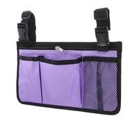 FIXOSHEE Wheelchair Armrest Bag Portable Outdoor Storage Pouch with Dual Straps for Seniors Walker Accessories Travel Organizer for Drinks Snacks Electronics and Keys in Purple
