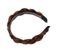 FIXOSHEE Wide Plaited Wig Headband for Women Natural-looking Fishbone Braid Hair Accessory Anti-slip High-temperature Fiber Hair Decor for Daily Wear Parties Weddings